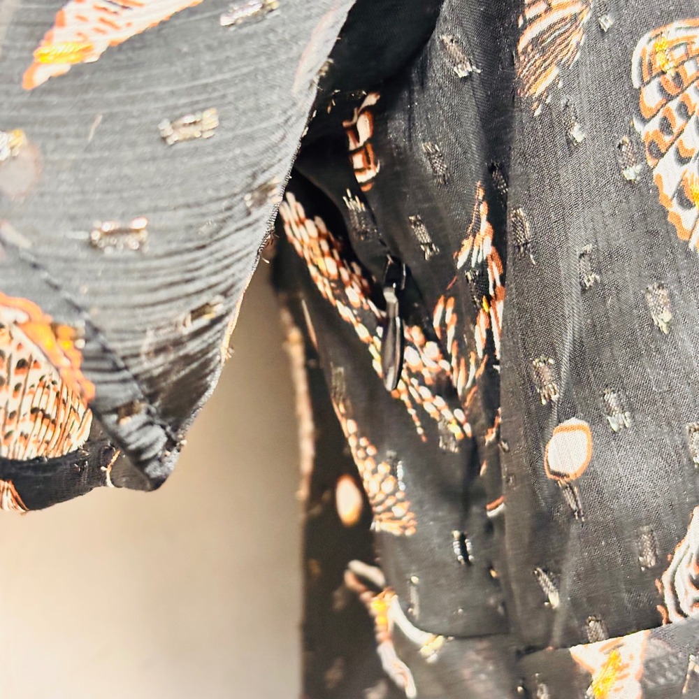 NWT Loft Women 14 Black Seashell Seahorse Metallic Clip Dot Midi Dress 36733224 - Picture 4 of 7